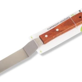 Hajlított spatula fa nyéllel – 27 cm, tökéletes süteményekhez és tortákhoz kép