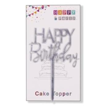 Happy Birthday Tortadísz, Ezüst, Modern kép