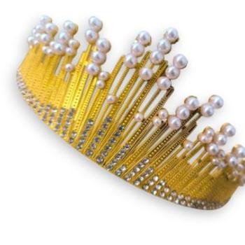 Jégkirálynő korona tortadísz, arany színű  kép