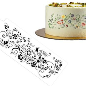 Kalocsai mintás torta stencil kép