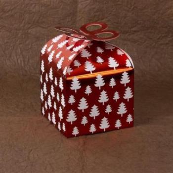 Karácsonyi Ajándék Doboz 9x9 cm - Piros, 2 db, Összehajtható kép