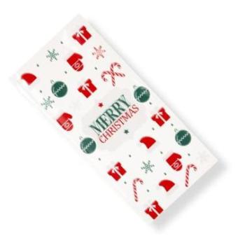 Karácsonyi celofán tasak, 50 db - Merry Christmas felirattal és lezáróval kép