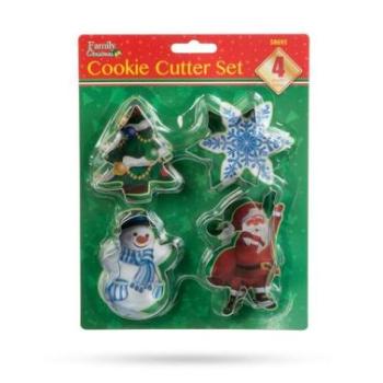 Karácsonyi süti kiszúró készlet – 4 db fém forma ünnepi motívumokkal kép