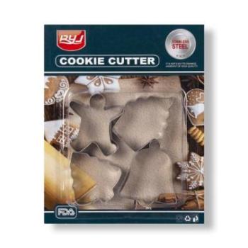 Karácsonyi Sütikiszúró Készlet – 4 Fém Forma: Mézi, Muffin, Fenyőfa, Harang kép