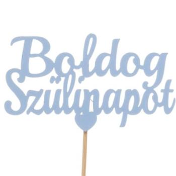 Kék Boldog szülinapot felirat tortadísz sziluett kép