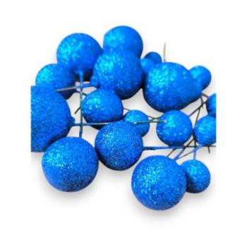 Királykék csillámos gömbdekoráció tortára, beszúró  kép