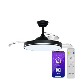 Klarstein AirFold | Intelligens mennyezeti ventilátor | Behúzható lapátok | Fényerőszabályzós LED világítás | Okos kép