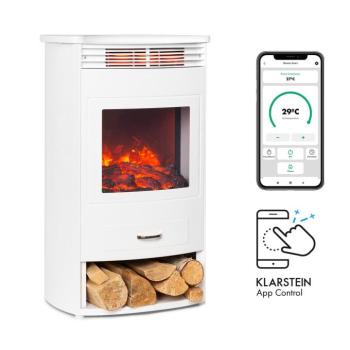 Klarstein Bormio Smart, elektromos kandalló, 950/1900W, hőmérő, heti időzítő, fehér kép