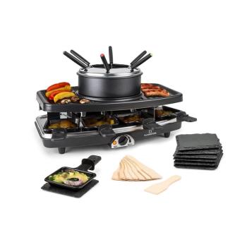 Klarstein Entrecote 2 az 1-ben, Raclette grill és fondü, Természetes kő, 1100W, 8 személy, Alátétek kép