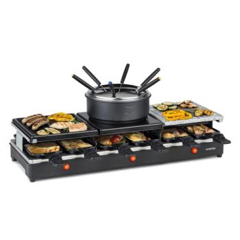 Klarstein Fonduelette XL, 3 az 1-ben raclette grill és fondue, természetes kő, 1650 W, 12 fő kép