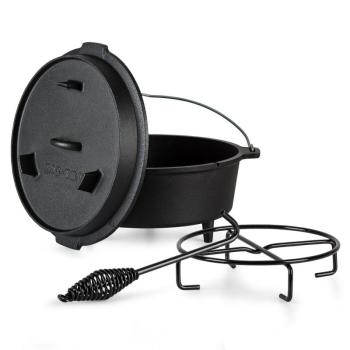 Klarstein Guernsey, prémium öntöttvas edény, 12.0 barbecue edény, öntöttvas, lábacskák, XL/12 qt/13,6 l méret kép