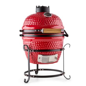 Klarstein kamado grillsütő, Princesize, kerámia, 11", füstölés, BBQ, lassú sütés, piros