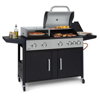 Klarstein Kingsville XL, kombinált grill, gáz, pizzasütő, 20,5 kW, 5 + 1 égő kép