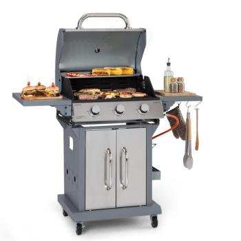 Klarstein Lucifer 3, gázgrill, 3 x 3,6 kW-os égő, 60 x 45 cm-es grill, rozsdamentes acél, mozgatható kép