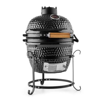Klarstein Princesize, kamado grill, kerámia, 11", füstölés, BBQ, lassú sütés, fekete kép