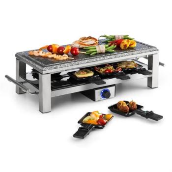 Klarstein Schmelzlette, raclette grill, 1500 W, természetes kő lemez, rozsdamentes acél konstrukció kép