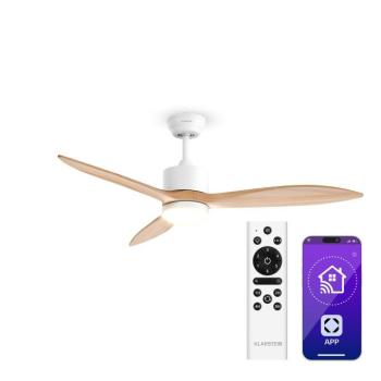Klarstein SkyBreeze okos mennyezeti ventilátor világítással | 132 cm | 27 W | Csendes | LED | Fa kép