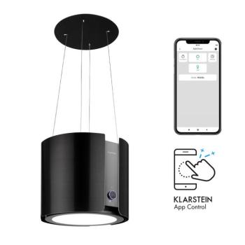 Klarstein Skyfall Smart, sziget páraelszívó, Ø 45 cm, légkeringetés, 402 m³/ó, LED, nemesacél, fekete kép