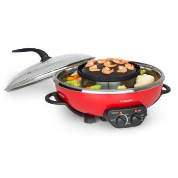 Klarstein Szechuan, hot pot fazék és grill lemez, 5 l űrtartalom, 1350 W, 600 W, piros kép