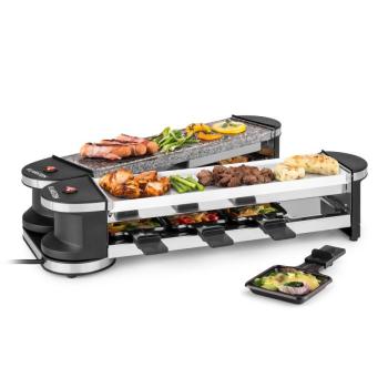 Klarstein Tenderloin 50/50, raclette grill, 1200 W, 8 személyes, természetes kő, fehér kép