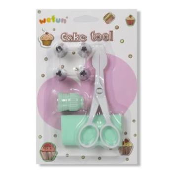 Komplett Tortadíszítő Eszköz Készlet, 7 Részes – Habzsák és Díszítőcső, Ollóval kép