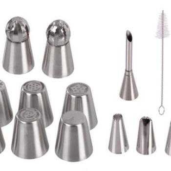 Krémrózsa készítő díszítőcső készlet tisztító kefével kép