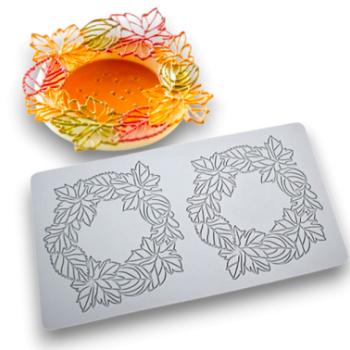 Levélkoszorú alakú csoki dísz készítő szilikon forma, 2 adagos kép