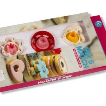 Linzer kiszúró készlet – 6 darab, szív, kör és virág alakú formák kép