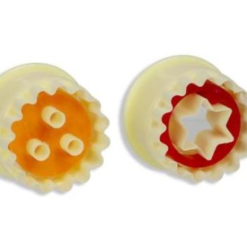 Linzer kiszúró szett – csillag és pöttyös minta, rugós, 2 darab kép