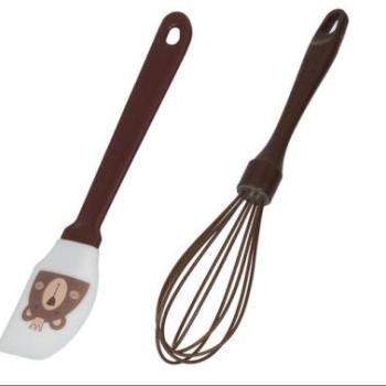 Maci mintás szilikon spatula és habverő készlet gyerekeknek és családi sütésekhez kép