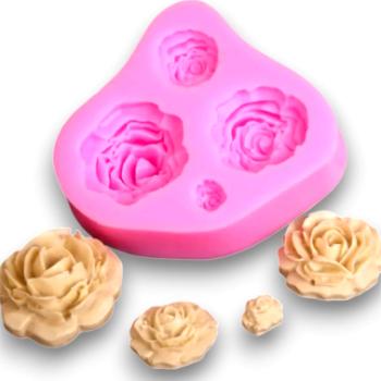 Marcipán Rózsa Készítő Forma - 4 Méretű Szilikon Formázó kép