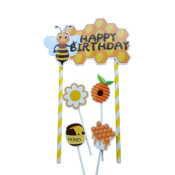 Méhecskés Happy Birthday szülinapi tortabeszúró készlet kép