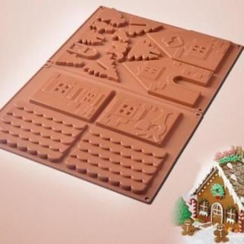 Mézeskalács Házikó Szilikon Forma - Karácsonyi Sütéshez kép