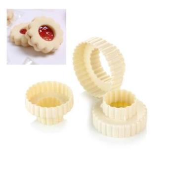 Műanyag 3 részes kétoldalú kerek fodros sütikiszúró készlet kép