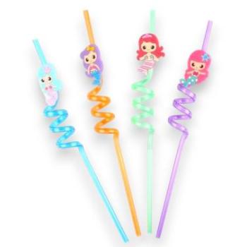 Műanyag party szívószál sellő mintás 4 db kép