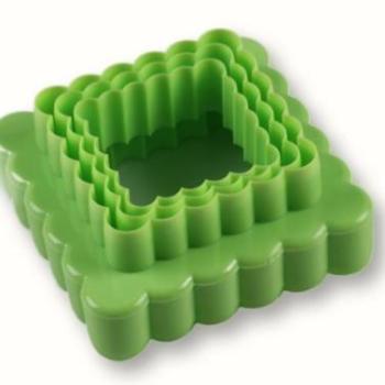 Négyzetes Fodros Szélű Sütikiszúró Készlet – Kétoldalú, 3 db  kép