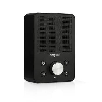 OneConcept Plug+Play FM, aljzatba szúrható rádió, FM tuner, USB, BT, fekete kép