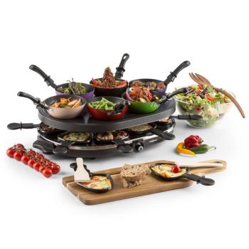 OneConcept Woklette asztali grillező, raclette grillező, wok készlet, 1200 W, 8 személy, tapadásmentes kép