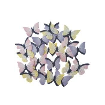 Ostyapillangók, Pasztell  színű – 24 Darabos Tortadíszítő Szett kép