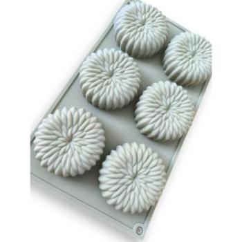 Őszirózsa alakú szilikon muffin sütőforma, 6 adagos kép