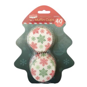 Piros és zöld hópelyhes muffin papír 40 db kép