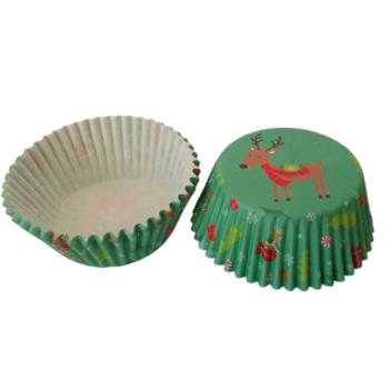 Rénszarvasos zöld karácsonyi muffin papír 100 db kép