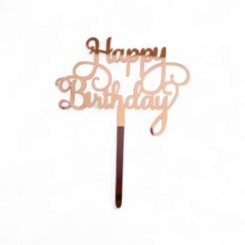 Rózsaszín Happy Birthday felirat tortadísz beszúró kép