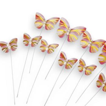 Rózsaszín pillangó tortadísz beszúró, 10 db kép