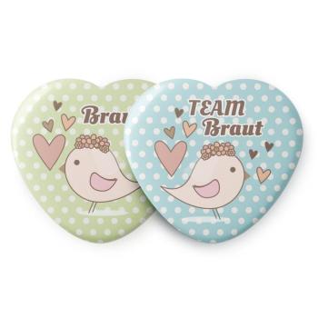Spielehelden Herz Vogel jelvények leánybúcsú ajándék 12 kitűző 5,6 cm extra nagy leánybúcsú ajándék kép