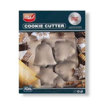 Sütikiszúró készlet – 4 db, karácsonyi motívumokkal: harang, csillag, szív, fenyőfa kép