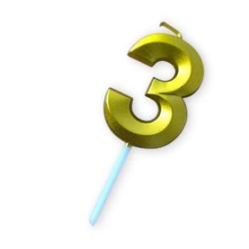 Számgyertya 3, arany színű kép