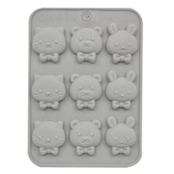 Szilikon bonbon forma - Cica, maci, nyuszi mintákkal, 3 különböző figura kép