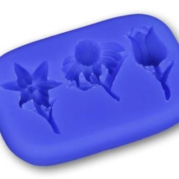 Szilikon fondant formázó – Lenyűgöző virágminták: Tulipán, Napraforgó, Viola kép