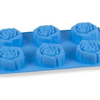 Szilikon muffin forma – 6 darabos, rózsa bimbós mintával kép